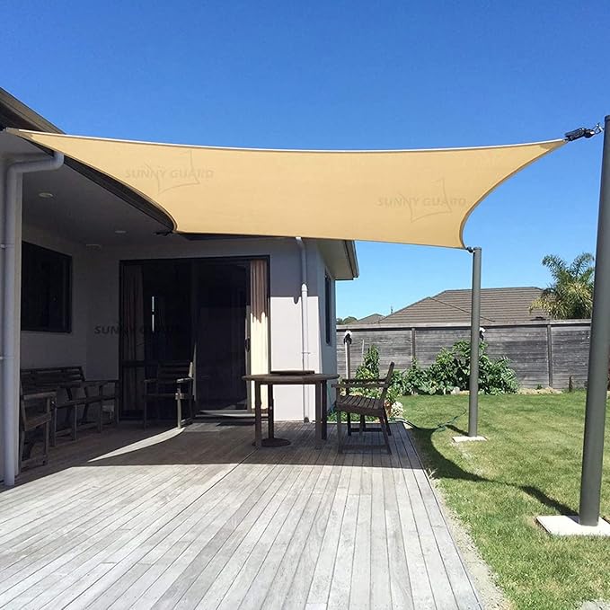 SUNNY GUARD Custom Size 7'x7' Sand Sun Shade Sail Rectangle UV Block Shade by SUNNYGUARD