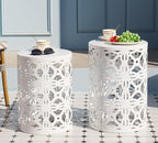 HFHOME Set of 3 Metal Outdoor Side Table, Nesting Round Coffee Table - Image 2