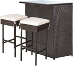 Tangkula Patio Bar Set, 3 Piece Outdoor Rattan Wicker Bar Set - Image 8