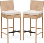 ECOTOUGE Outdoor Bar Stools Set of 2, Wicker Woven Patio Stools & Patio Bar by ECOTOUGE