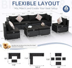 NICESOUL 8 Piece Outdoor Patio Set, 29.3'' High Back Extra Large Wicker Patio - Image 4