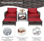 LEVELEVE Balcony Furniture 5 Piece Patio Conversation Set, PE Wicker Rattan - Image 6