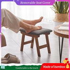 Foot Stool, Bamboo Small Sofa Foot Rest Under Desk, Extra Seating - Image 3