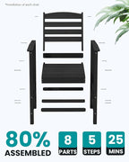 SERWALL Tall Adirondack Chairs Set of 2, Oversize Balcony Adirondack Chairs Set - Image 8