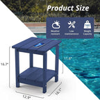 LUE BONA Adirondack Outdoor Side Table, 2-Tier Navy HDPS Patio End Table - Image 2