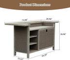 Domi Patio Bar Table, Outdoor Aluminum PE Wicker Bar Cart - Image 3