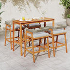 HAPPYGRILL Acacia Wood Outdoor Bar Table 55 Inch, Rectangular Pub Table - Image 5