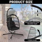 CHABATREE Egg Chair with Stand, Patio Rattan Wicker Hanging Swing Egg Chair - Image 4