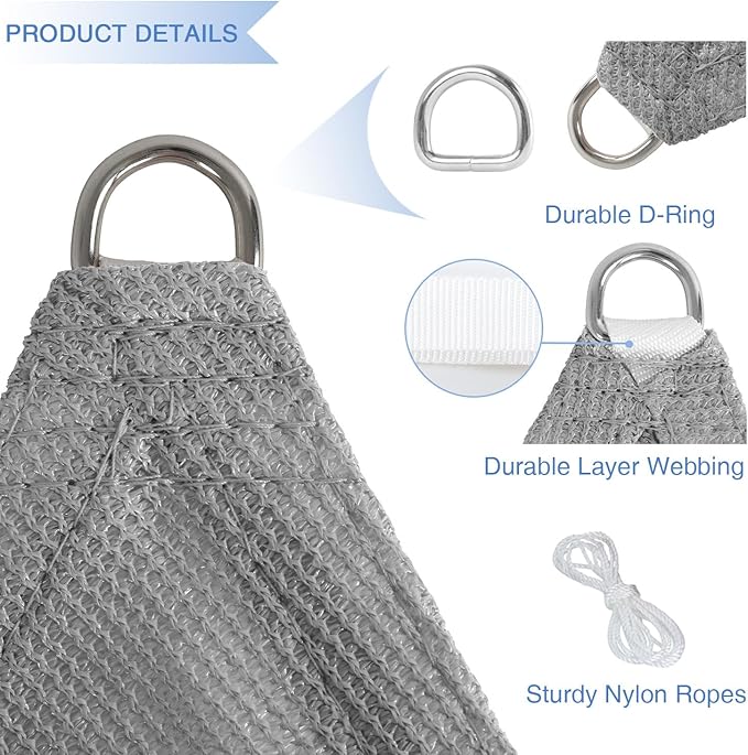 E&K Sunrise 4' x 4' x 4' Sun Shade Sail Triangle Canopy Shade Cover UV Block - Image 4