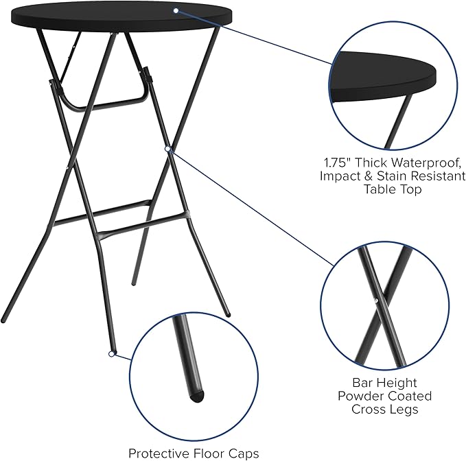 Flash Furniture Elon Round Folding Bar Height Table - Image 6