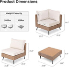 LAUSAINT HOME Outdoor Patio Furniture, 7 Piece Outdoor Sectional Sofa PE Rattan - Image 5