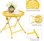 TeoKJ Folding Outdoor Side Tables, Anti Rust Small Patio Table Round Metal - Image 8