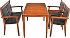 COSTWAY 4 Piece Patio Rattan Dining Furniture Set, Outdoor Acacia Wood Frame - Image 9