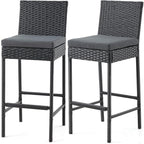 ECOTOUGE Rattan Bar Stools Set of 2, Outdoor Wicker Barstools Counter Height by ECOTOUGE
