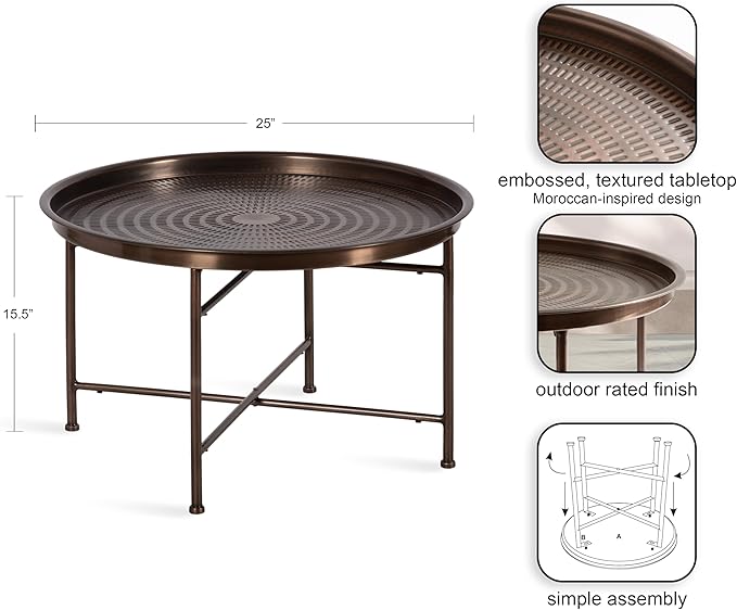 Kate and Laurel Mahdavi Modern Round Outdoor Coffee Table; 25 x 25 x 16; - Image 3