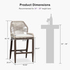 PURPLE LEAF Patio Bar Stool Counter Height Set of 2 Outdoor Rattan Chairs - Image 2