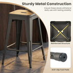 COSTWAY 24'' Metal Bar stools Set of 4, - Image 5