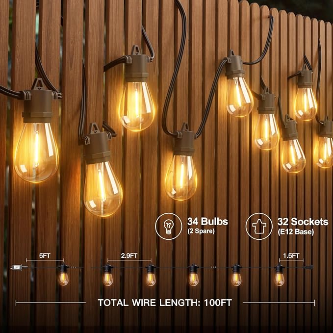 addlon 100FT LED Outdoor String Lights - Image 6