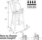 Alunaune 24" Swivel Metal Counter Height Bar Stools Set of 4 High Back - Image 2
