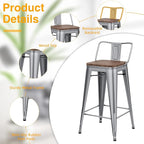 Yongchuang 30 inch Bar Stools Set of 4 Bar Height Metal Barstools - Image 5