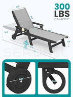 SERWALL Textilene Patio Chaise Lounge Chair Set of 2, 5 Positions Outdoor - Image 3