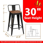 WENTMENT Bar Stools Set of 4 Counter Height Bar Stools Metal Barstools - Image 2