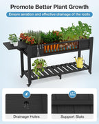 YEFU Raised Garden Bed with Legs: 57x18x30in Elevated Poly Planter with Wheels - Image 5