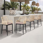 VINGLI Outdoor Counter Height Bar Stools Set of 2, Rattan Outdoor Barstools - Image 7