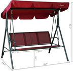 Kozyard 3-Person Outdoor Canopy Porch Swing Chair, Breathable Textilene Armrest - Image 5