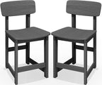 SERWALL Outdoor Bar Stools Set of 2, All Weather HDPE 25" Counter Height Bar by SERWALL