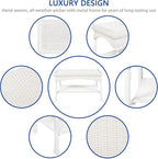 White Wicker Patio Coffee Table - Image 6