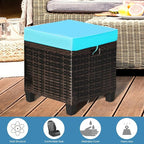 Tangkula 2 Pieces Outdoor Patio Ottoman, All Weather Rattan Wicker Ottoman Seat - Image 9