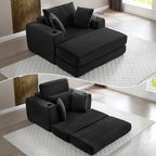 HANXIN 62" Chaise Lounge Chair Indoor, Oversized Corduroy Boneless Convertible by HANXIN
