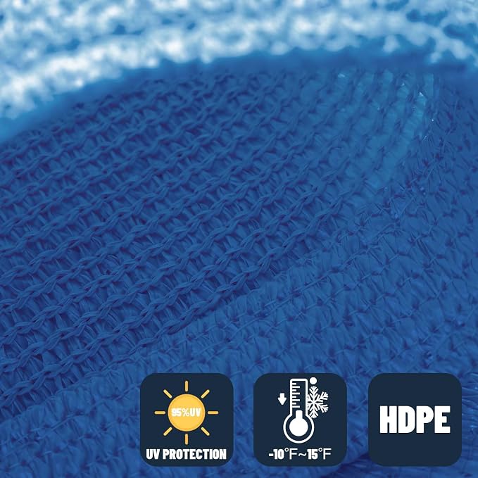SUNNY GUARD Sun Shade Sail 10'x10'x10' Triangle Blue UV Block Sunshade - Image 4