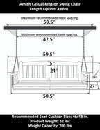 Amish Heavy Duty 800 Lb Mission Treated Porch Swing - Image 4