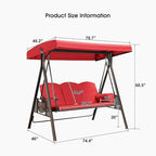 PURPLE LEAF 3-Seat Deluxe Outdoor Patio Porch Swing - Image 7