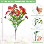 Bassion Artificial Flowers for Outdoors, 24 Bundles UV Resistant Fake Flowers - Image 3