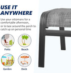 Outdoor Patio Ottoman Seat Textilene Portable Metal Footstool Portable Footrest - Image 5
