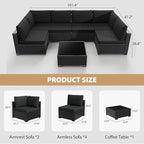 KIGOTY Patio Furniture Set, 7 Pieces Modular Outdoor Sectional Sofa, PE Rattan - Image 3