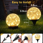 Solar Garden Lights Outdoor Waterproof, 6 Pack LEDs Cracked Glass Ball Light - Image 6