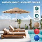 OLIXIS 9ft Patio Umbrella with Tilt and Crank Button & 8 Sturdy Ribs Waterproof - Image 3