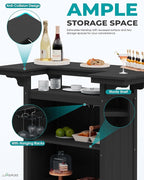 SERWALL Outdoor Bar Table Set – HDPE Black Patio Bar Cabinet - Image 4