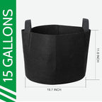 JERIA 12-Pack 15 Gallon Grow Bags, 300G Thickened Nonwoven Garden Pots - Image 2