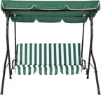 Outdoor Porch Swing Chair with Adjustable Canopy & Striped Seat Cushion - Image 8