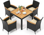 Tangkula 5 Pieces Rattan Outdoor Dining Set by TANGKULA