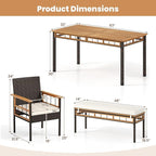 Tangkula 6 Pieces Patio Dining Table Set, Outdoor Rectangular Acacia Wood Table - Image 9