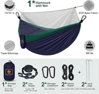 Camping Hammock with Net, Travel Portable Lightweight Hammocks with Tree Straps - Image 6