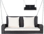 RELAX4LIFE 2-Seat Rattan Porch Swing, Wicker Outdoor Swings w/7.9 Ft Solid by RELAX4LIFE