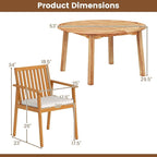 Tangkula 5 Pieces Wood Round Patio Dining Set, Outdoor Acacia Table and Chairs - Image 9