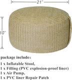 Woven Inflatable Ottoman with Air Pump D21”x H10” Outdoor Indoor Pouf Patio - Image 3